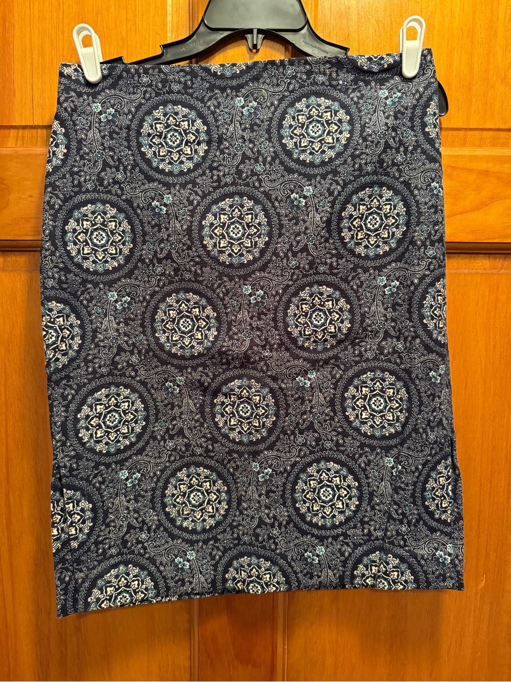 LOFT Navy Medallion Print Pencil Skirt